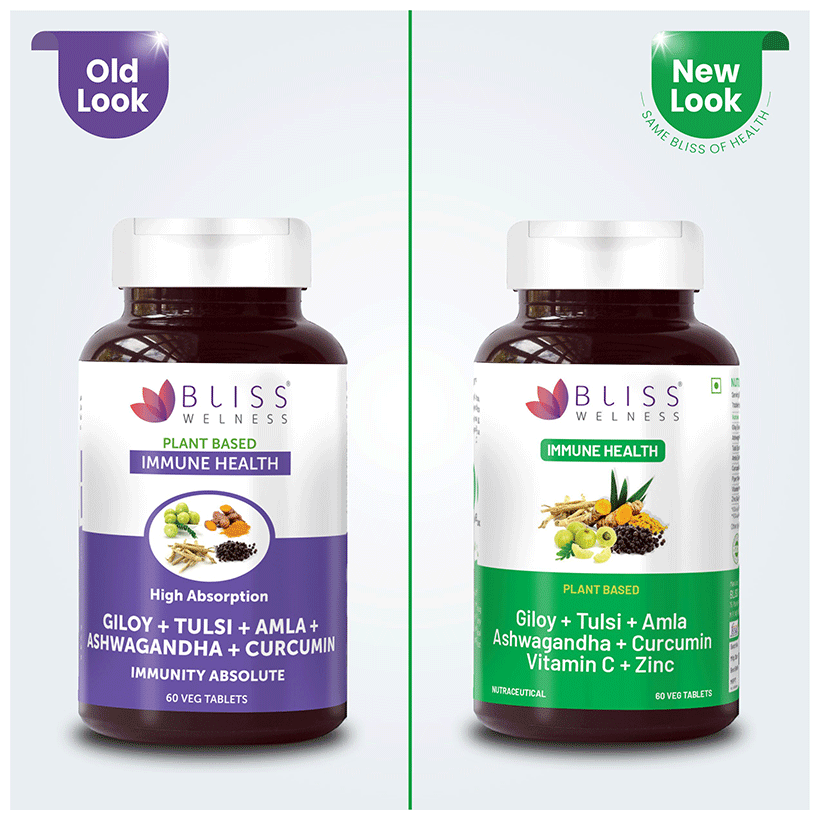 Image 4 of Bliss Welness Giloy + Tulsi + Amla + Ashwagandha + Curcumin Immunity Health Veg Tablet