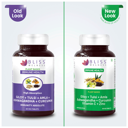 Image 4 of Bliss Welness Giloy + Tulsi + Amla + Ashwagandha + Curcumin Immunity Health Veg Tablet