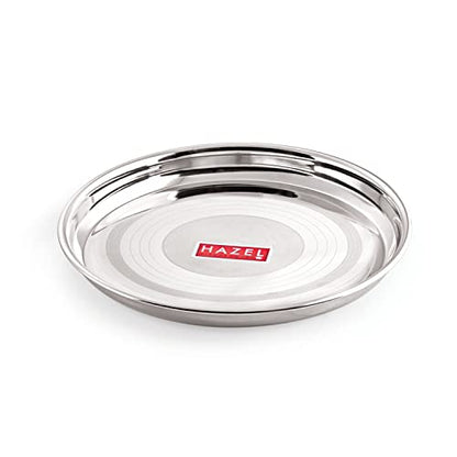 Image 2 of HAZEL Stainless Steel Plate Set for Dinner Lunch, Set of 12, 28.5 cm, Medium