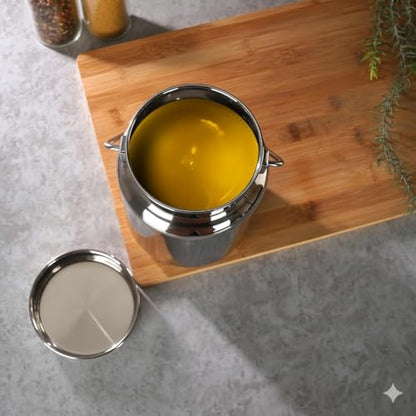 Image 2 of KC Stainless Steel Milk Can with Lid, 1000 ml Capacity