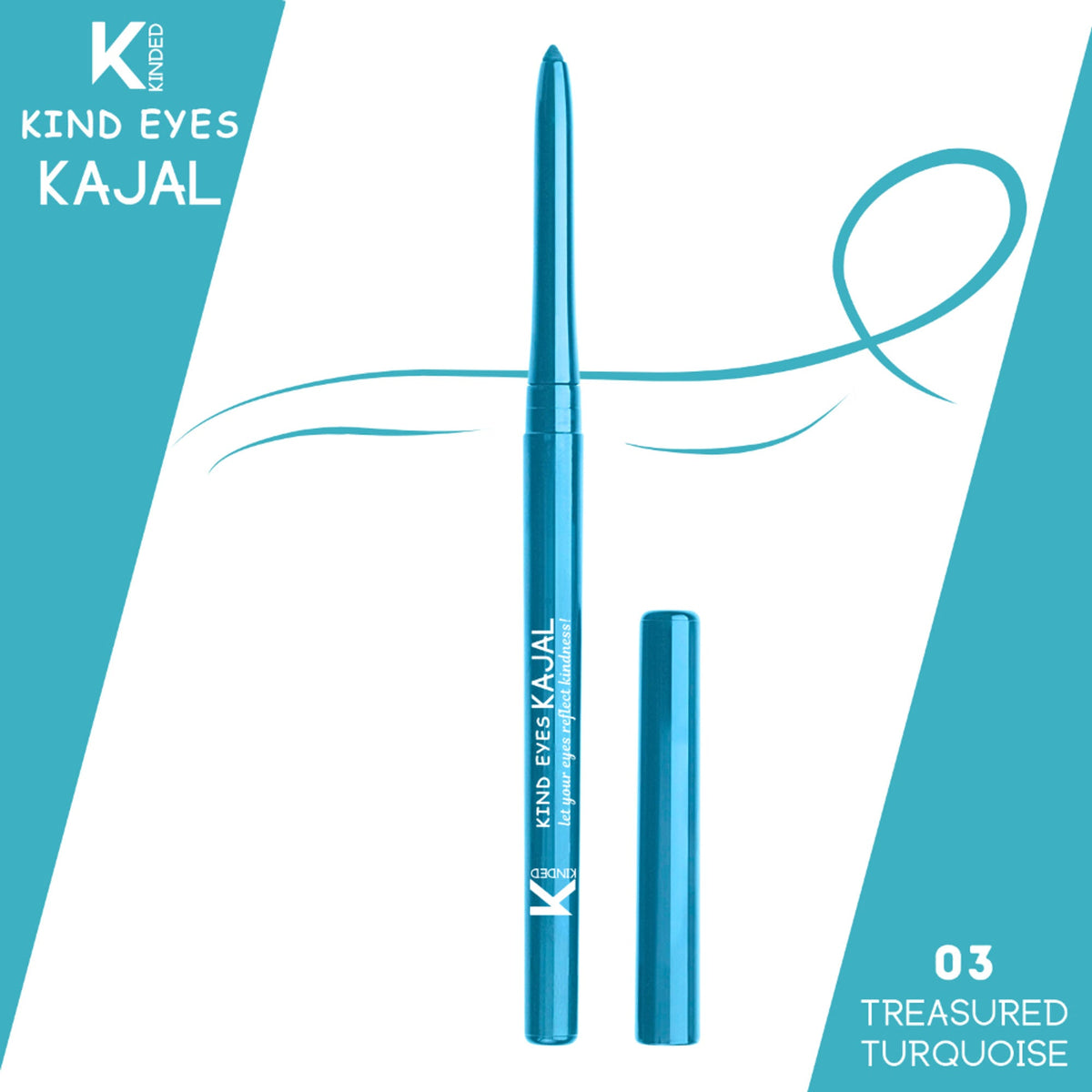 Image 1 of 0.35 gm for the product KINDED Kind Eyes Kajal 3 In 1 Kohl Kajal Eye Liner Smokey Eye Shadow - 03 Treasured Turquoise
