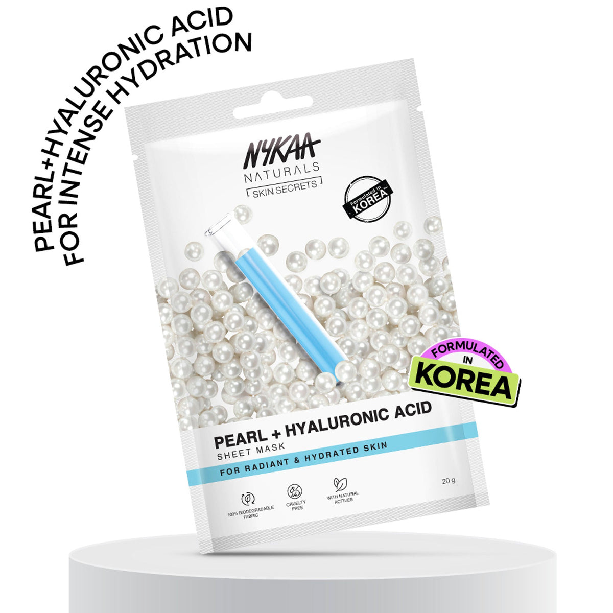Image 1 of 20 ml / Pack of 1 for the product Nykaa Green Tea + Aloe Vera Sheet Mask For Hydrated Skin - Formulated in Korea - For All Skin Types - Pearl + Hyaluronic Acid
