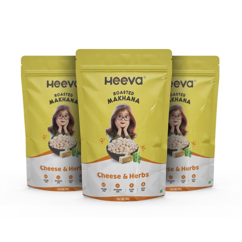 Image 1 of Default Title for the product Heeva Roasted Makhana Foxnut Cheese n Herbs Flavour 50g Pack of 3