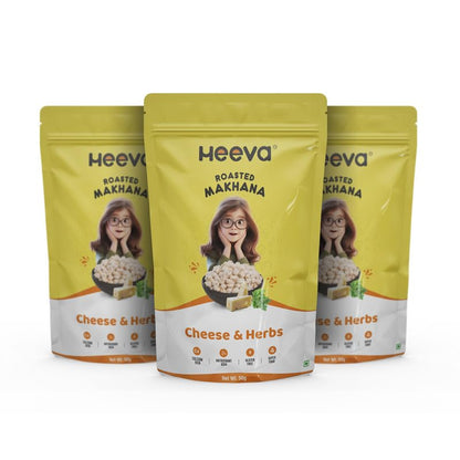 Image 1 of Default Title for the product Heeva Roasted Makhana Foxnut Cheese n Herbs Flavour 50g Pack of 3
