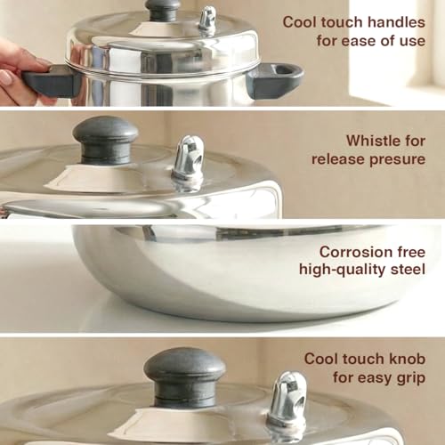 Image 5 of Judge by Prestige Stainless Steel Idli Cooker with 4 Plates, 1 Liters, 25 x 25 x 21 Centimeters, Silver|Induction and Gas Stove Compatible