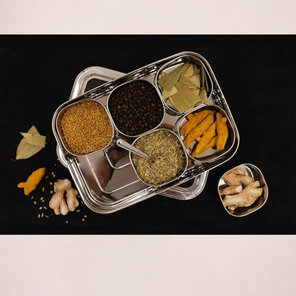 Image 2 of Spillbox Stainless Steel Spice Box Set for Kitchen 6cup with 1 spoon