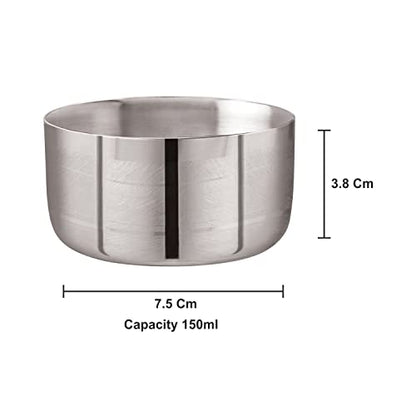 Image 4 of neelam Stainless Steel Diamond Touch Sadi Vati 150 ml Set of 12