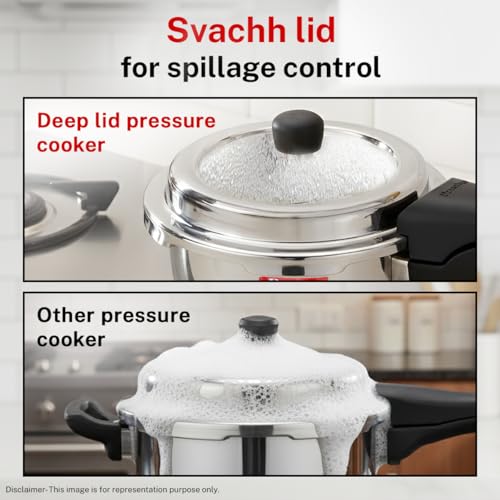 Image 5 of Prestige Stainless Steel Deluxe Alpha Svachh Outer Lid Deep Pressure Pan Cooker 5 Litre