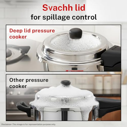 Image 5 of Prestige Stainless Steel Deluxe Alpha Svachh Outer Lid Deep Pressure Pan Cooker 5 Litre