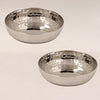 Image 1 of Default Title for the product Spillbox Stainless Steel Hammered Bowl and Quarter Plates Set - Snack, Nasta, Dessert Plate - Side Dish Cup - Mirror Finish, BPA Free (Hammered Halwa Plate-2)