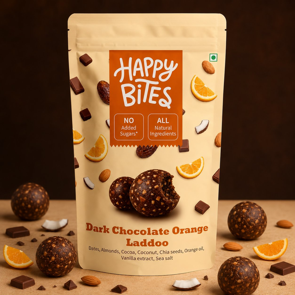 Image 2 of Happy Bites Dark Chocolate Orange Laddoo