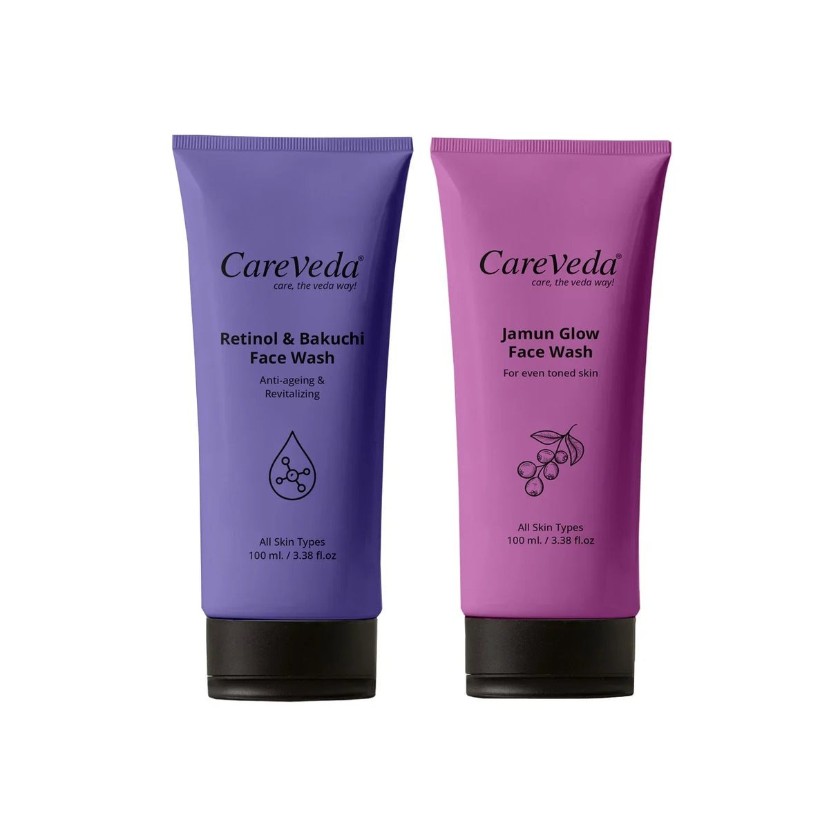 Image 1 of Pack of 1 for the product CareVeda Radiance Duo – Jamun Glow, Retinol & Bakuchi Face Wash (Set of 2)