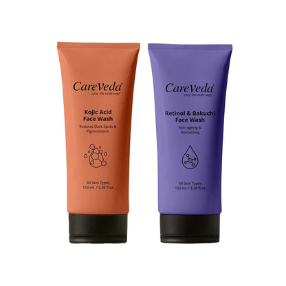 Image 1 of Pack of 1 for the product CareVeda Skin Radiance Combo – Kojic Acid, Retinol & Bakuchi Face Wash (Set of 2)