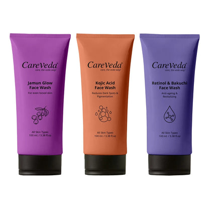 Image 1 of Pack of 1 for the product CareVeda Skin Radiance Combo – Jamun Glow, Kojic Acid, Retinol & Bakuchi Face Wash (Set of 3)