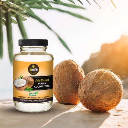 Image 2 of Disano Cold Pressed Virgin Coconut Oil Bottle, Glass Bottle, 500ml