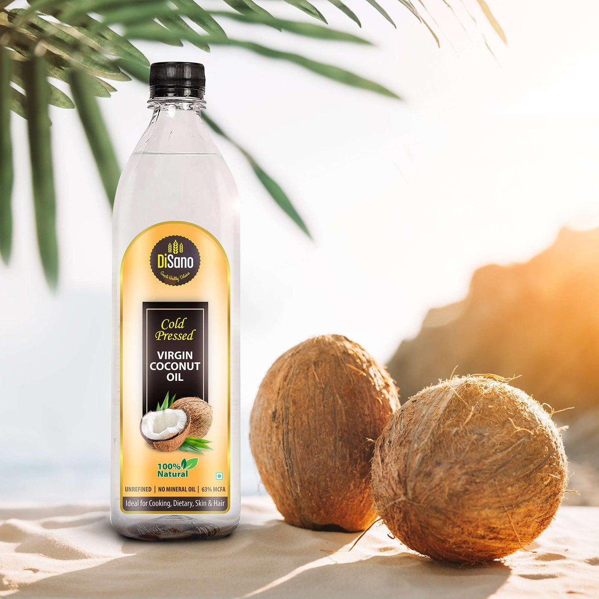 Image 2 of Disano Cold Pressed Virgin Coconut Oil Bottle, 1L