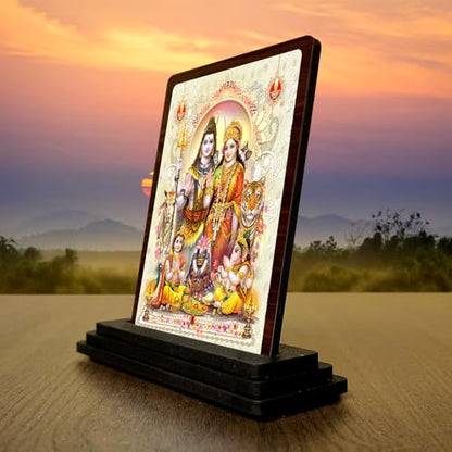 Image 3 of 4x5 Inch Shiv Parivar Wooden Idol with HD Print | Peaceful Aura Desk & Temple Decor
