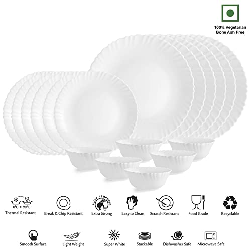 Image 3 of Cello Opalware Dazzle Series 18 Piece Plain Dinner Set Serving for 6