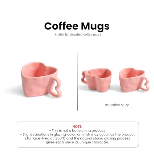 Image 6 of ExclusiveLane Heart Pink Ceramic Coffee Mugs Set of 2 250 ml