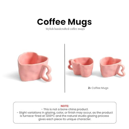 Image 6 of ExclusiveLane Heart Pink Ceramic Coffee Mugs Set of 2 250 ml