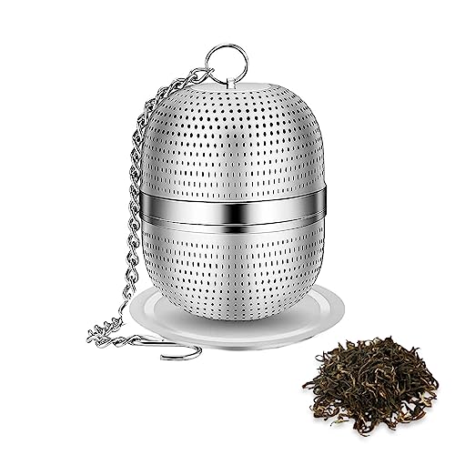 Image 1 of Default Title for the product Supvox Tea Infuser with Chain & Drip Tray 304 SUS 2.1" Fine Mesh Strainer