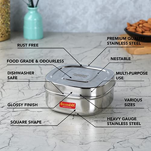 Image 10 of Sumeet Stainless Steel Square Storage Containers