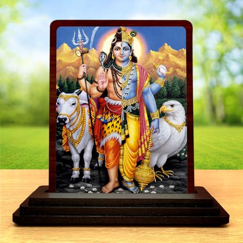 Image 2 of 4x5 Inch Krishna with Cow Wooden Idol with HD Print | Faith Inspired Desk & Temple Decor