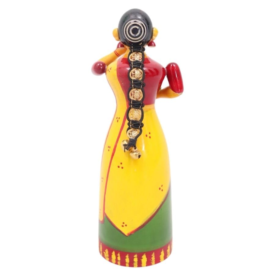 Image 4 of Handcrafted Etikoppaka Parrot Lady Showpiece Toy | 6 in