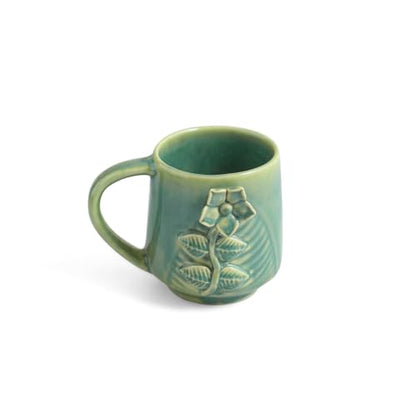 Image 3 of ExclusiveLane Sage Serenity Hand-Embossed Ceramic Coffee Mug Set of 4 330 ML