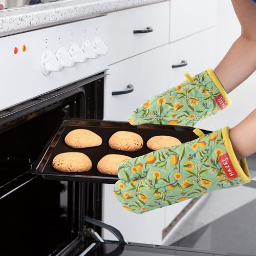 Image 2 of HAZEL Cotton Microwave Oven Gloves Heat Resistant Potholder Mitten Gloves for Baking, Set of 2