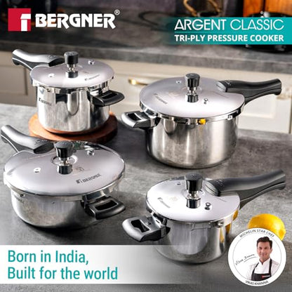 Image 4 of BERGNER Argent Classic Triply Stainless Steel Outer Lid Pressure Pan 3.5 Liters
