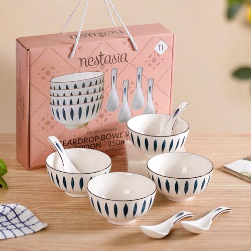 Image 1 of Default Title for the product Nestasia Set of 4 Soup Bowl with Spoon (350ml Each)