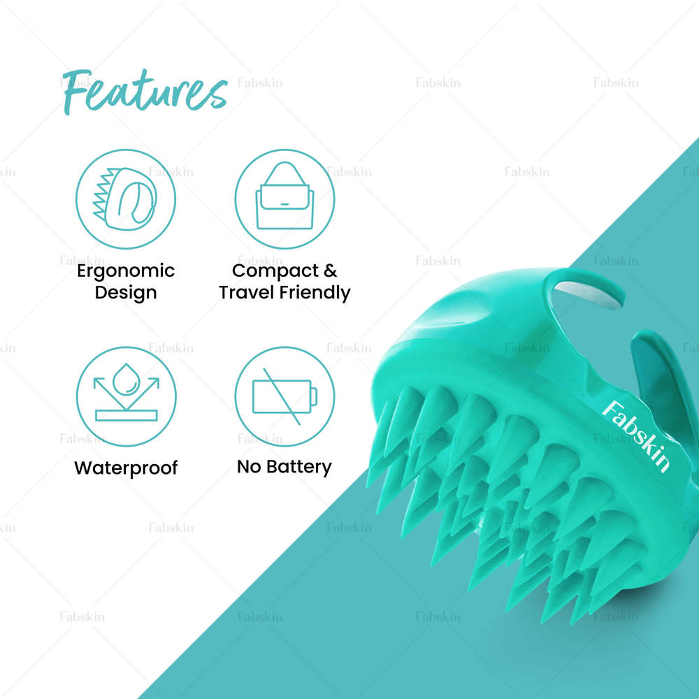 Image 3 of Fabskin Hair Scalp Massager & Shampoo Hair Brush - Aqua Green