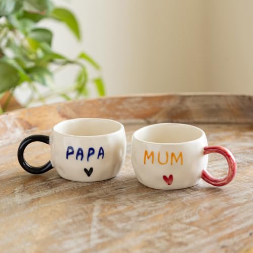 Image 2 of ExclusiveLane 'Dearest Mum & Papa' Ceramic Tea & Coffee Mugs Set of 2 (280 ml)
