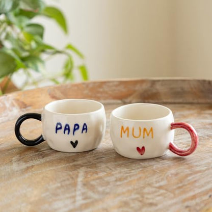 Image 2 of ExclusiveLane 'Dearest Mum & Papa' Ceramic Tea & Coffee Mugs Set of 2 (280 ml)