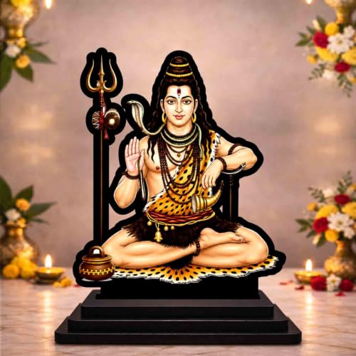 Image 1 of Default Title for the product Lord Shiva Wooden MDF Printed Idol with Stand, 4 x 5 Inch, Pooja Room Decor, Home Temple Mandir Decoration, Religious Gift