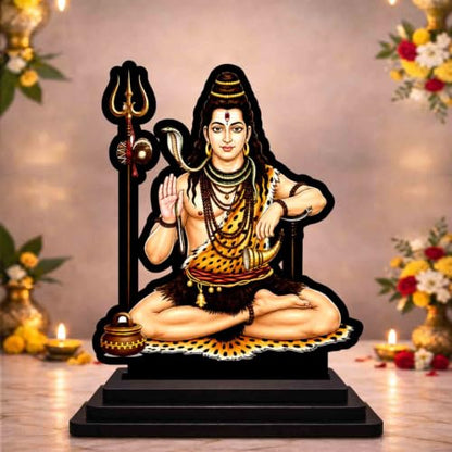 Image 1 of Default Title for the product Lord Shiva Wooden MDF Printed Idol with Stand, 4 x 5 Inch, Pooja Room Decor, Home Temple Mandir Decoration, Religious Gift