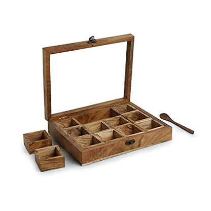 Image 6 of ExclusiveLane Medley of Masalas Wooden Spice Box for Kitchen (12 Detachable Containers, Each Container: 50 gram)