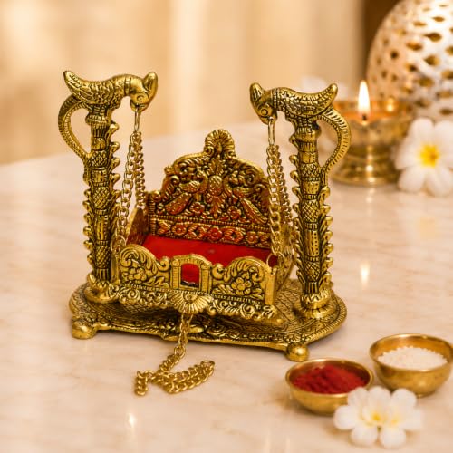 Image 3 of Chhariya Crafts Metal Krishna Laddu Gopal Jhula for Janmashtami