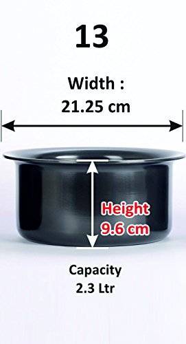 Image 3 of Sumeet Aluminum 3Mm Hard Anodised Tope,Black-13 23 Liters,Non-Stick