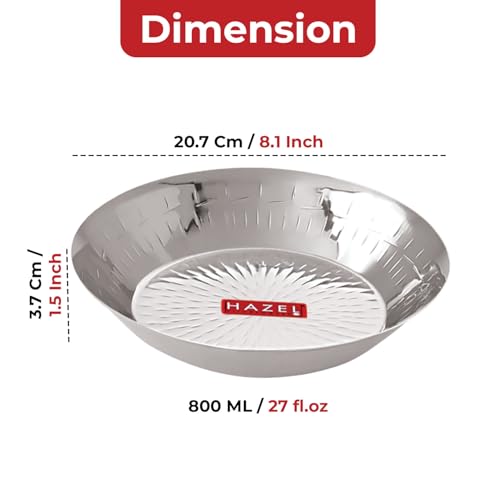 Image 3 of HAZEL Stainless Steel Snack Plate 20.7cm, 800ml