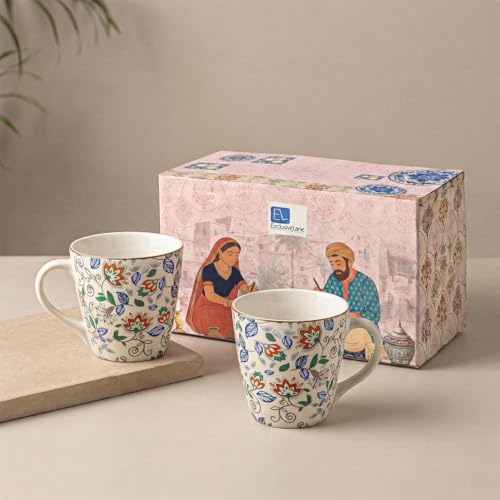 Image 2 of ExclusiveLane Spring Garden Handcrafted Ceramic Coffee Mug Set of 2, 330 ML