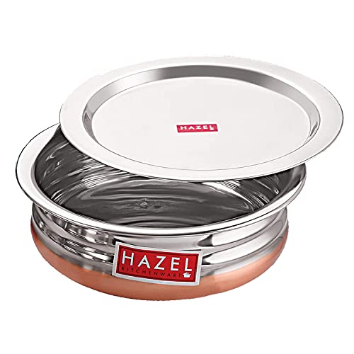 Image 7 of HAZEL Copper Bottom Uruli with Lid, 1300 ML