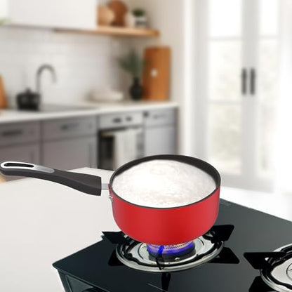 Image 6 of Preethi Dura Collection Non Stick Milk Pan | 16 cm | 5 Star Non Stick | Gas & Induction Compatible | Chilly Red | 1L | 1 Piece | Aluminium
