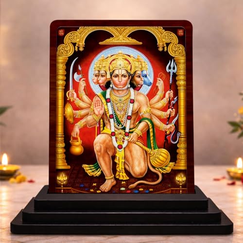 Image 1 of Default Title for the product HD Printed Hanuman Wooden Idol 4x5 Inch Royal Darshan Spiritual Showpiece