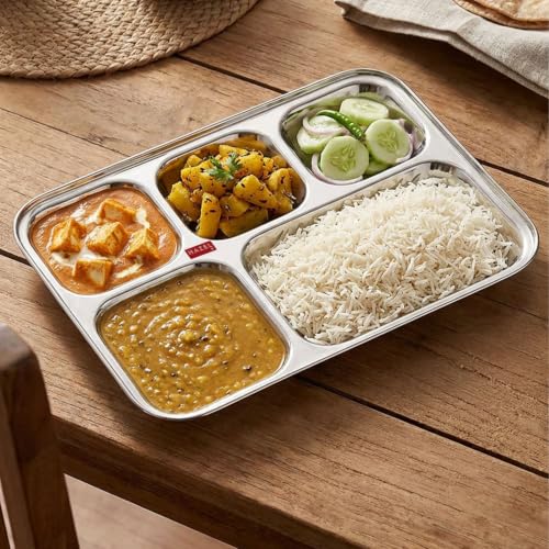 Image 1 of Default Title for the product HAZEL Stainless Steel 5 Compartment Mess Plate