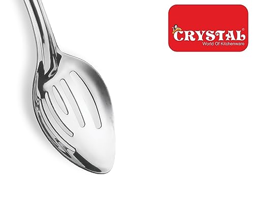 Image 4 of Crystal Slotted Basting Stainless Steel Serving Spoon, Silver