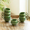 Image 1 of Default Title for the product ExclusiveLane Jade Forest Ceramic Tea Cup and Saucer Set of 6 (120 ml)