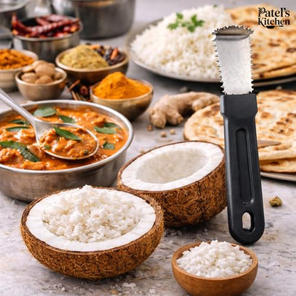 Image 3 of Patel's Kitchen Coconut Scraper Tool with Bent Stainless Steel Blade - 1 Unit