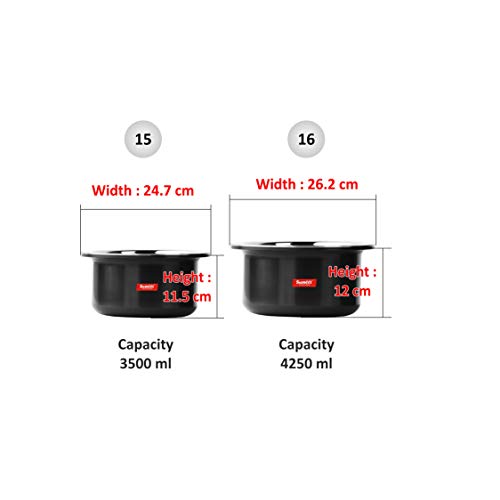 Image 10 of Sumeet 3mm Thick Hard Anodized Large Aluminium Tope Set with S. S. Lid